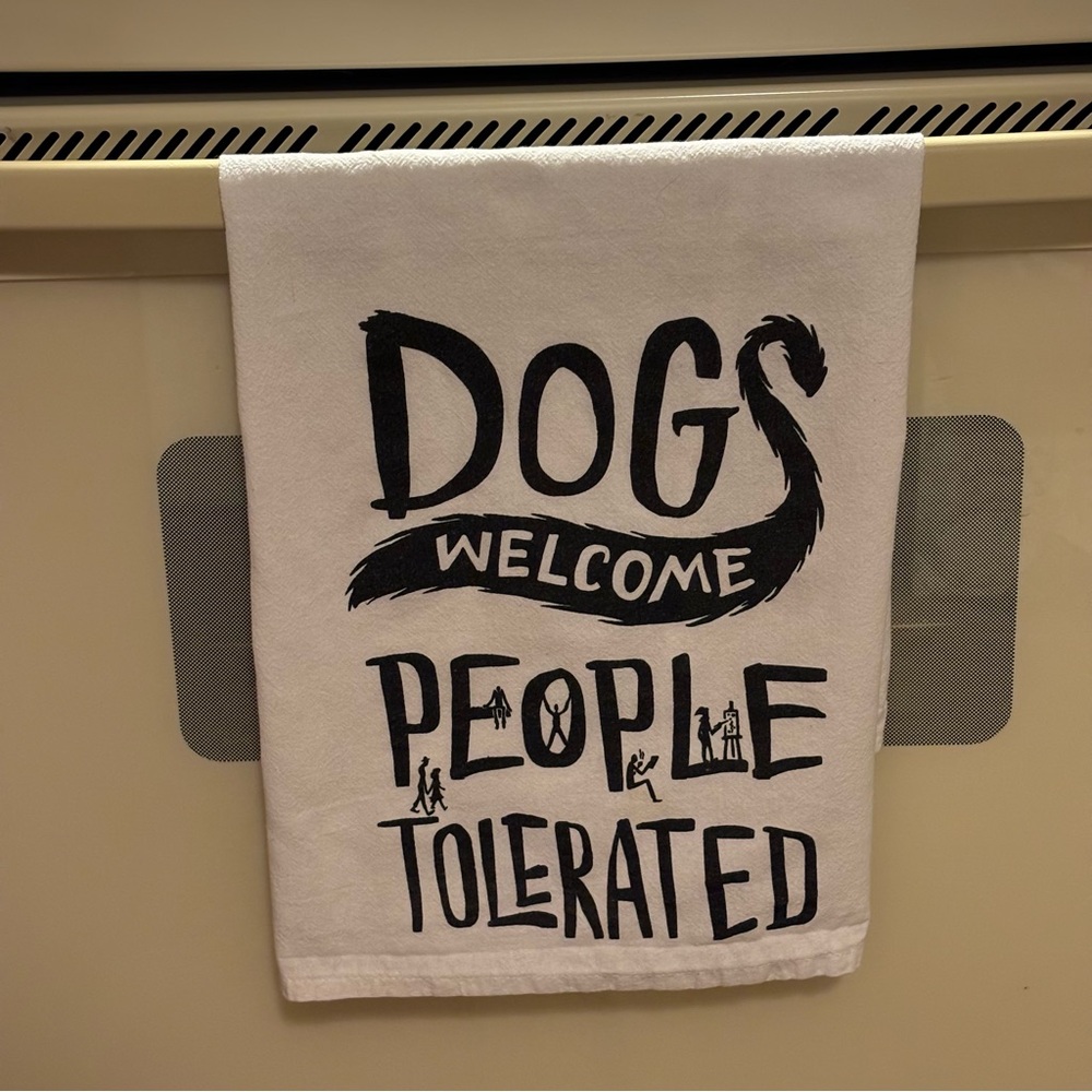 Primitive by Kathy LOL Over sized Lg Dish Towel Dogs WelcomePeople Tolerated.